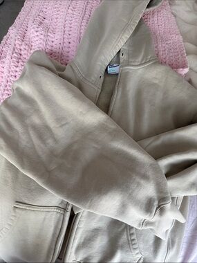 TNA Cream Zip-Up Hoodie with Sherpa Lining